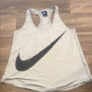 Nike Women's Light Gray Tank Top with Black Logo